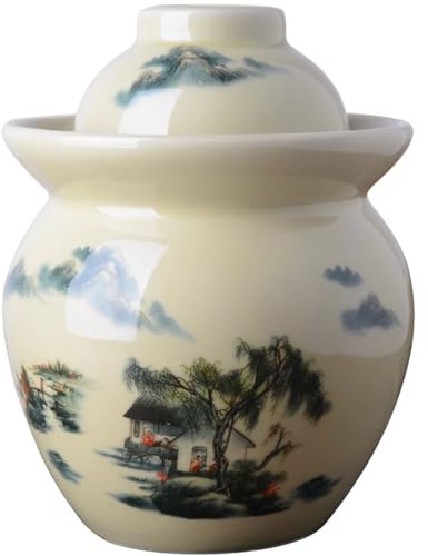 DECORN Pot de Fermentation Pot à choucroute en céramique avec Couvercle Kit de bocaux de Fermentation pour la Fermentation du Chou, du Kimchi, des légumes, du Kombucha et des cornichons,0.7L