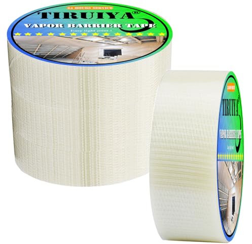 Tiruiya Ruban Pare Vapeur, Bande Adhésif Flexible Haute Performance pour Pare-Vapeur, Freins Vapeur et Membranes de Toiture, Collage Durablement Étanche à L'Air Et Au Vent (5cm x 25m x 1 rouleau)