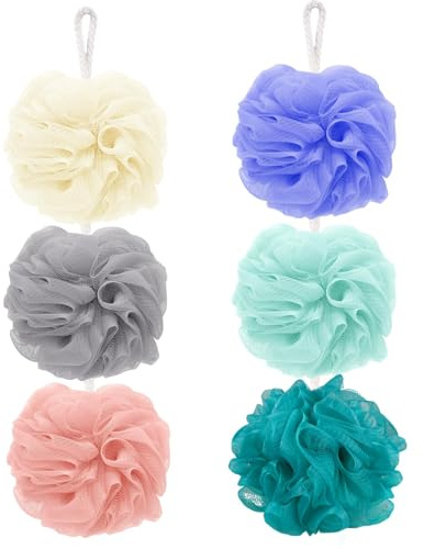 KineticKraft 6 Pieces Loofah Sponge,40g Mesh Pouf Bath Sponge,Body Scrubber