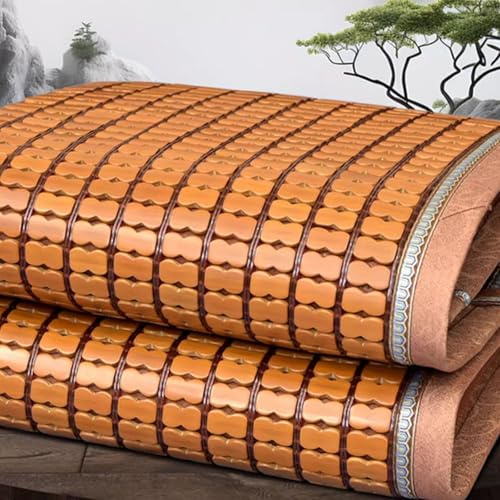 Esterilla de bambú carbonizada para Mahjong de Verano, Esterilla de bambú refrescante para Dormir, Plegable, Transpirable y Fresca, Que Absorbe el Sudor, Transpirable y fácil de Limpiar, par