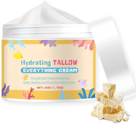 Tallow Balm, Organic Grass-fed Beef Tallow Cream for Skin, Soothing &Nourishing Shea Butter& Beef Tallow Moisturizer, All-Natural Body Lotion for Delicate Skin,with Organic Ingredients,50G