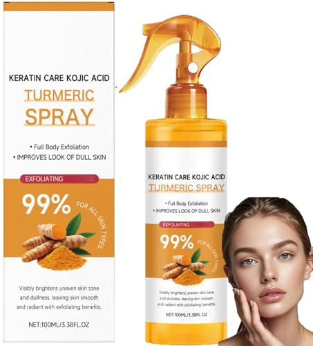 Peel Shot Keratin Pflege Kojicsäure Kurkuma, Peeling Corporal de Kojic Acid y Cúrcuma, Removedor de Células Muertas para la Cara, Spray Corporal Exfoliante con Retinol, para Todos los Tipos de Piel.