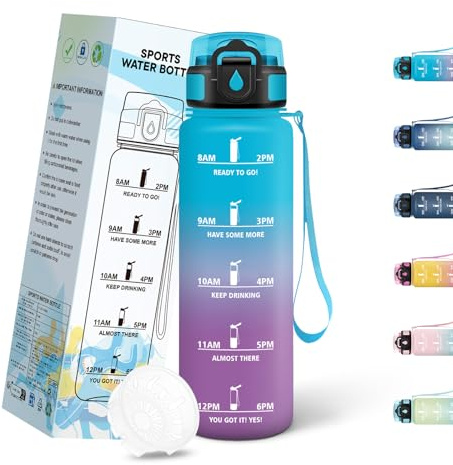 Mulbijeo Borraccia Palestra 500ML, Semplice e Portatile, Borraccia Bambini, Riutilizzabile, Borracce Motivazionale, A Prova di Perdite, Borracce per Corsa, Lavoro, Scuola, Campeggio