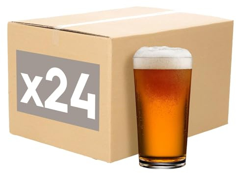 Argon Tableware 568ml (20oz) Conical Verres à Bière à Pinte - 24x Grand Réutilisable Verre Bières Artisanales Boire Tulipe Lager Ale Pub Cuisine Tumbler Ensemble de Tasses