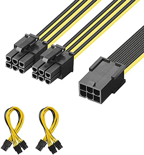 J&D 2-Pack 6-stifts Hona till Dubbla 6-stifts Hane PCI Express (PCIe) Grafikkort Kraft Splitterkabel, 20 cm