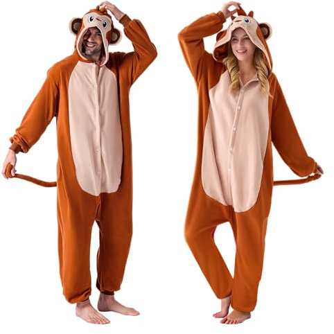 Spooktacular Creations Pijama unisex de felpa para adultos, disfraz de mono de una pieza Grande