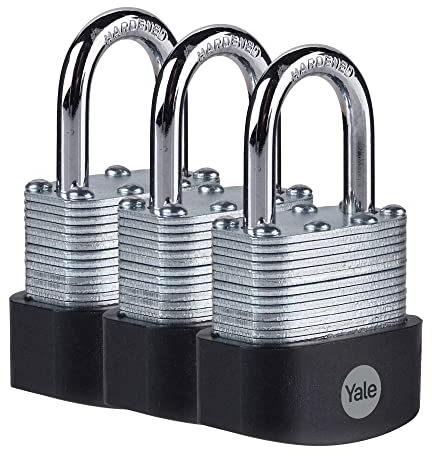 Yale - Y125B/40/122/3 High Security 40mm Laminated Steel Padlock, Pack of 3 - Open Hardened Steel Shackle - 3 Keys