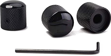 Alnicov Manopole di controllo per chitarra di precisione con 6,0 mm di diametro, set di 3 manopole a cupola zigrinate (nero)