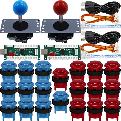 SJ@JX Arcade Game 2 Player Controller DIY Kit Microswitch Button 4&8 Way Joystick Zero Delay USB Encoder Fighting Stick Handles Console for PC MAME Raspberry Pi Retropie
