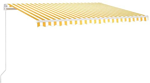 vidaXL Markis manuellt infällbar 450x300 cm gul och vit
