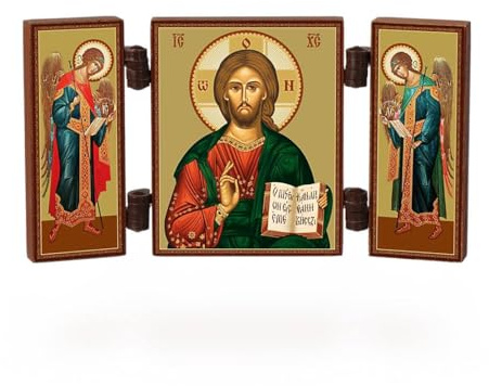 NKlaus - Jesus Christ - Christian icon triptych - Spasitel - travelling altar wood 36177