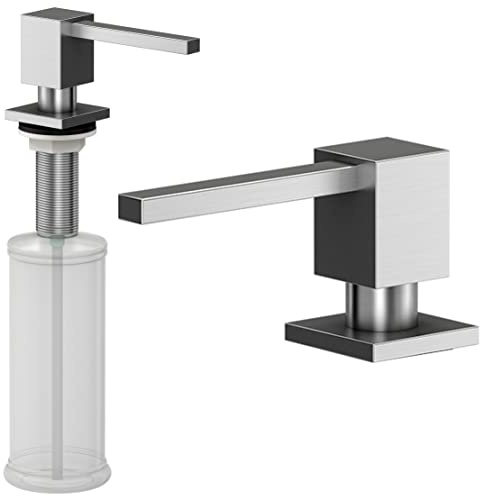 QUADRON Seifenspender Emma Edelstahl 350ml Spülmittelspender, Metall & Plastic Nachfüllbarer Soap Dispenser, Spender Geeignet für Küche, Handseife, Shampoo, Duschgel, Waschmittel, Bad
