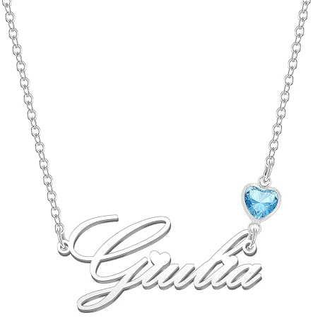 Kraven Collane Donna con Nome Daino Pietra di Nascita Blu Ciondolo con Nome Iniziale Personalizzate inciso su Misura Regali di Natale per Donne Ragazze Adolescenti Figlia (Giulia)