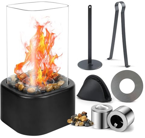 Quadratischer Tischkamin – Premium Bioethanol Tischkamin-Tischfeuer für Indoor & Outdoor – Schaffen Sie eine angenehme Atmosphäre – Tisch Kamin Feuer für Abendessen, Partys & Balkon & Garten