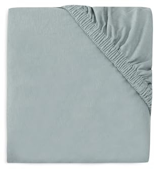 Jollein Sábana Bajera Ajustable de Punto, para el Parque, Color Verde mar, 75 x 95 cm, 100% algodón, con Certificado Öko-Tex