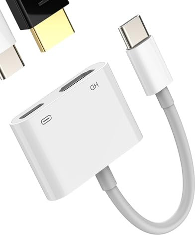 Adattatore USB C HDMI (2 in 1)compatibile per Samsung per iPhone 16 15 Cavo Video DisplayPort Hub TV Ricarica Splitter per Apple MacBook per iPad Pro Convertitore Monitor Multiporta Tipo C Sdoppiatore