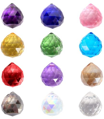 Acchiappasole in cristallo, 12 pezzi, 30 mm, prisma di cristallo, prisma di cristallo, prisma di cristallo per finestra, arcobaleno, decorazione per finestre Feng Shui