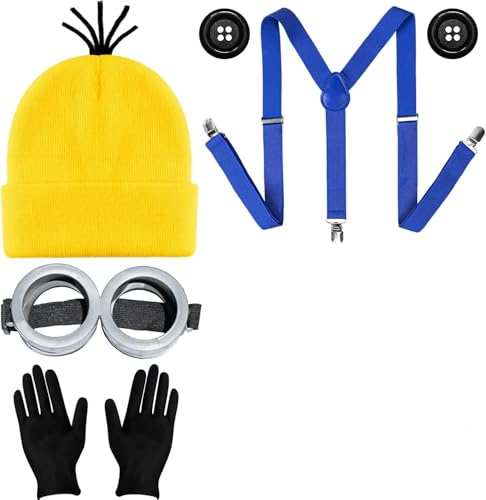 Halloween Disfraz Cosplay Sombrero Cosplay Gafas Guantes Botones Tirantes Fiesta Halloween Disfraz Carnaval Mujeres Hombres Niños