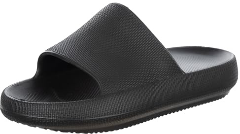 Brandsseller Ciabatte da bagno da uomo Cozy, morbide nuvole, per il tempo libero e il bagno con suola spessa Eva, leggere, impermeabili ed ergonomiche, ideali per giardino, casa e vacanze, Nero , 43