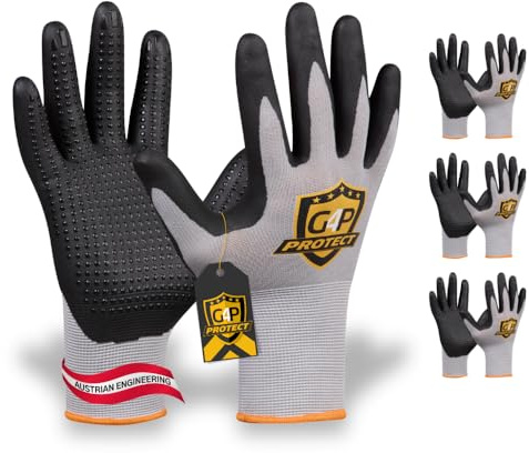 G4P Multi Flex Touch - Guanti da lavoro con funzione touch screen, 3 paia di guanti in microfibra di nitrile per montaggio e lavoro di precisione, taglia XL (taglia 10), colore: Grigio/Nero
