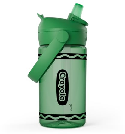 CamelBak Crayola Flip Straw Kids Water Bottle with Bite Valve, Tritan Renew, Green, 14oz