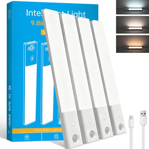 Voinee Care Lampe de Placard reglette led avec 3 Couleurs à Intensité Réglable, Chargement USB, Installation Magnétique, convient aux Placards, Penderies, Chambres et Escaliers (4)