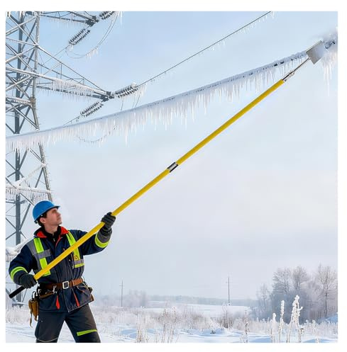 Raschiaghiaccio Set di Utensili per Raschiare Il Ghiaccio con Isolamento Ad Alta Tensione, Attrezzatura per La Rimozione Sicura del Asta in Fibra Vetro