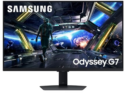 Samsung Monitor Gaming Odyssey G7 (S27FG702EU), Flat, 27'', 3840x2160 (UHD 4K), HDR10+, IPS, 180Hz, 1ms, Compatibilità G-Sync, HDMI, Display Port, Ingresso Audio, HAS, Pivot