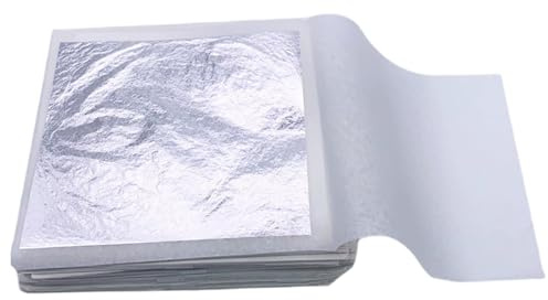 Edible Silver Leaf Sheets 2.4x2.4in Silver Leaf Sheets 20Pcs Edible Paper for Beauty Routine Makeup Bakery Pastry Cake DIY Art Craft Furniture .-