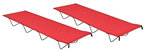 Letto da campeggio, 2 pezzi, 180 x 60 x 19 cm, rosso, pieghevole, portatile e stabile, con tessuto Oxford 600D e acciaio, compatto, per esterni, campeggio, escursionismo, festival, pesca, trekking
