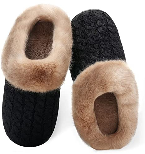 Hiver Pantoufles Femmes en Mousse Mémoire Confort Laine-Peluche Maison Intérieur Mignon Mules Chaussons Anti-Slip Chaud Souple House Chaussures pour Dames Indoor Outdoor, Nior.zz, 40/41 EU