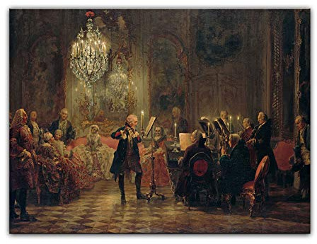 Bilderdepot24 Kunstdruck Poster - Adolph von Menzel Flötenkonzert Friedrichs des Großen in Sanssouci 80x60 cm ca. A1 - Alte Meister Bild ohne Rahmen