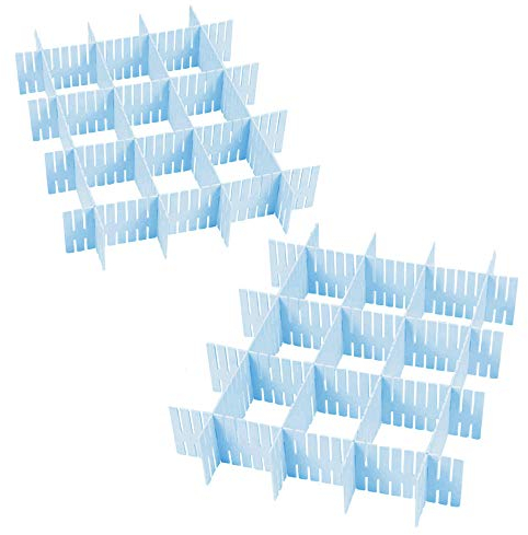 sinzau 16 separadores de cajones, cajones ajustables, separadores de cajones para manualidades, organizadores para cosméticos, suministros de oficina, utensilios de cocina, color azul