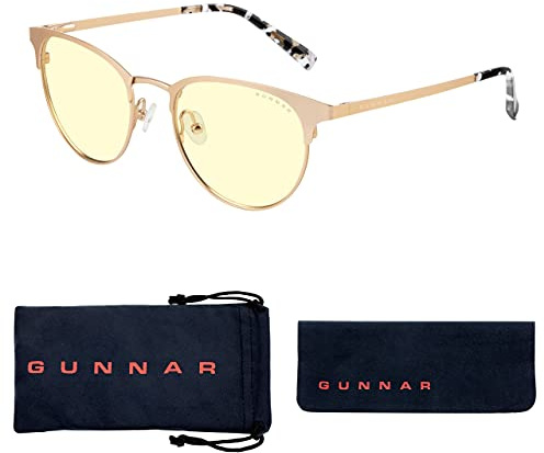 Gunnar Gaming and Computer Eyewear - Apex, Frame Colour: Gold Marble, Lens Tint: Amber (Blocks 65% Blue Light & 100% UV Light) - Blue Light Blocking Glasses - Patented lens,