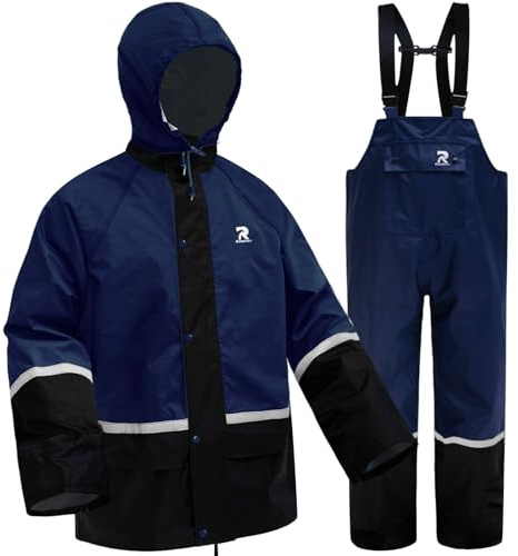 RainRider Fishing Rain Suits for Men Waterproof Breathable Rain Gear Farming Golfing Camping Walking(Navy,XXL)