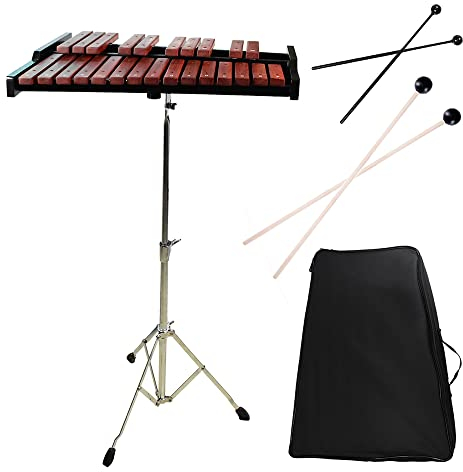 TNZMART Xylophon Xylophon mit 25 Tönen für Glockenspiel aus Holz mit Schlägel, professionelles Schlaginstrument (Xylophon mit Ständer)
