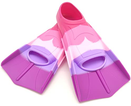 Swimming Training Fins,Kids Swim Fins,Comfortable Swimming Flippers Suitable for Children,Beginners,Girls,Boys,Adults (XXS, 2C-Rosered)
