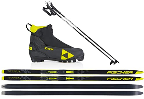 Fischer Kinder Langlaufski-Set Sprint Crown - Ski + Bindung + Schuhe + Stöcke (Skilänge 110cm (ca. 22-27kg Körpergewicht))
