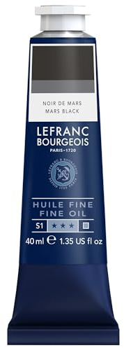 Lefranc Bourgeois 301799 Feine Ölfarbe in hervorragender Qualität,lichtecht mit gleichmäßige Konsistenz, 40ml Tube, ideal für Keilrahmen, Leinwand, Malkarton - Elfenbeinschwarz