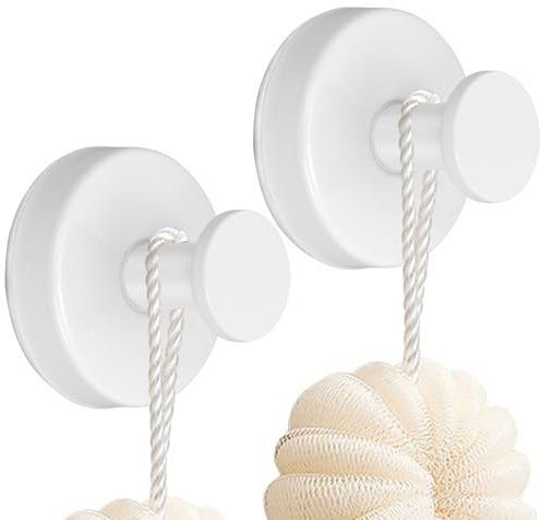 LUOJINYI Lot de 2 crochets à ventouse en acier inoxydable avec ventouse - Sans perçage - Crochets muraux autocollants pour salle de bain, cuisine, bureau (blanc)