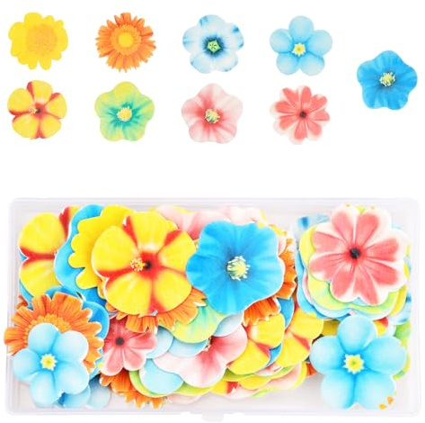 80 Pezzi Fiori Cake Toppers, Commestibili Fiori Decorazione per Torte, Floreali Cake Cupcake Toppers Decorazioni per Matrimoni Compleanni Feste Festival e Ritrovi