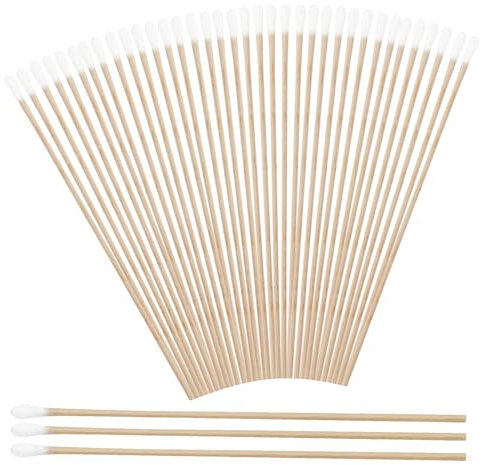 300 bastoncini di cotone con manico lungo in legno, 15 cm, bastoncini di pulizia per fotocamera, tastiera, trucco, pulizia
