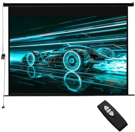 INMOZATA Motor Leinwand Beamer Elektrisch 293cm, Bild 266 x 149 cm(120 Zoll), Format 16:9, Fernbedienung, Deckenmontage & Wandmontage Projektor Leinwand für Heimkino Büro Schule Präsentationen-Schwarz