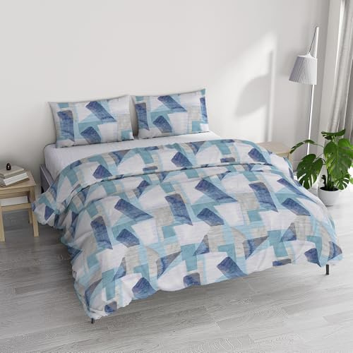 Set Copripiumino Matrimoniale Cotone River, lavorato in Italia - Parure Copri Piumino - Sacco Piumone 250x200cm con Doppia Patella e 2 Federe Cuscino (Matrimoniale, milk)