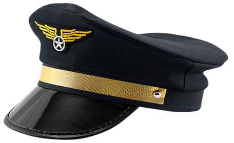 szaluyk Gorra de Capitán Marina - Gorra de mujer | Black Airline Captain Cap | Sombreros de piloto para hombre Gorra ajustable | Sombreros de piloto ajustables | Capitán de Avión Capitán de Avión