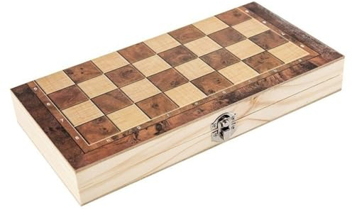 Eieenotee Wooden Foldable Chess Backgammon Wooden Board Folding Board Game 29x29cm