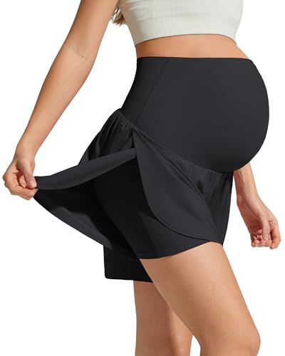G4Free Chillwhisp - Pantalones cortos de maternidad de 4.5 pulgadas, ropa de verano, Negro, L