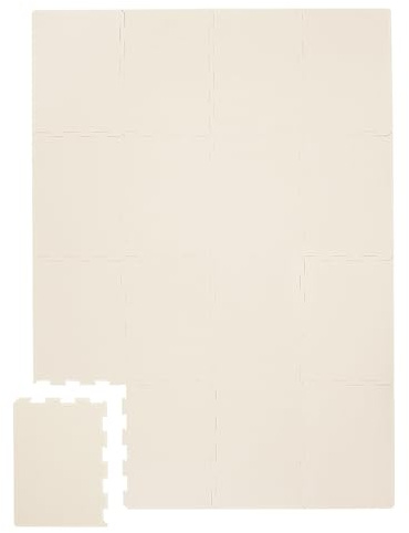 3 Sprouts Baby Foam Play Mat - Soft Foam Floor Tiles for Kids with Interlocking Puzzle Mats for Toddler Playroom - Safe 100% EVA Pads, Non-Toxic Waterproof Playmat - Cream