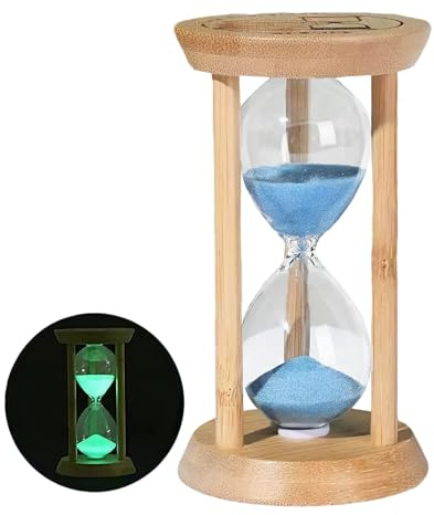 Aezzybe Reloj Arena 10 Minutos con función Luminosa, Mini Temporizador Niños Azul, Vidrio borosilicato Transparente Alto Tenor, para cepillos Dientes, Cocina, Decoraciones Juegos y gestión Tiempo