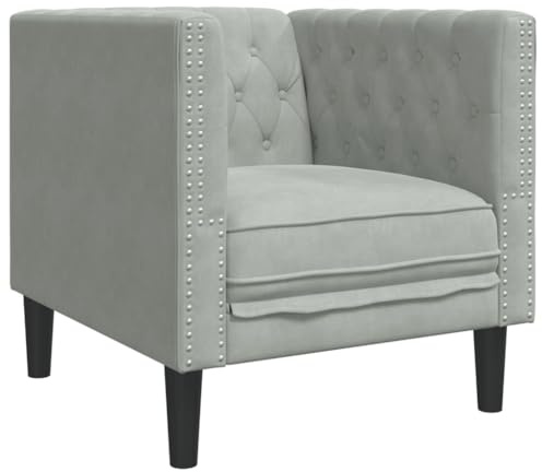 Genérico Sillón Chesterfield de tercio Gris Claro,Mobiliario,Sofás,Gris,16.4 kg,372673
